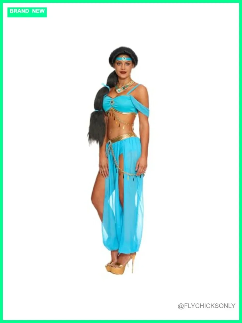 Arabian Princess Women's Halloween Costume 4pc Set with Headband Necklace